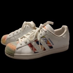 Adidas Superstar White with Colorful Stripes
